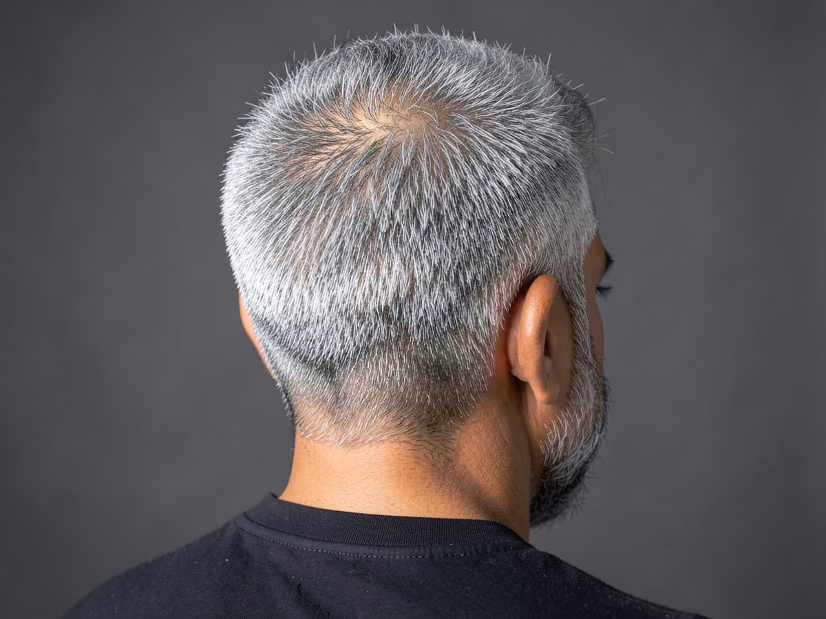 Man with a skin fade brush cut
