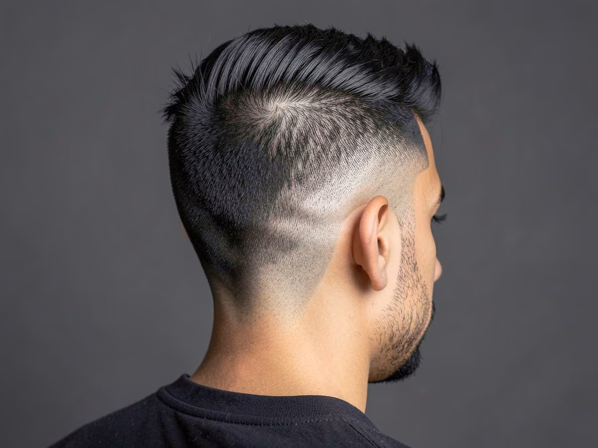 Man with a skin fade brush up