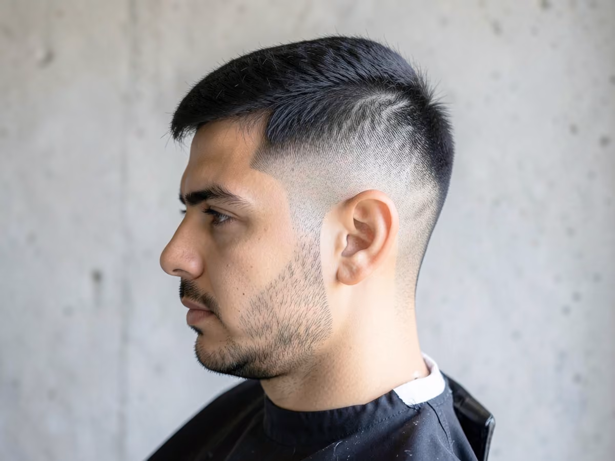 Man with a skin fade butch cut