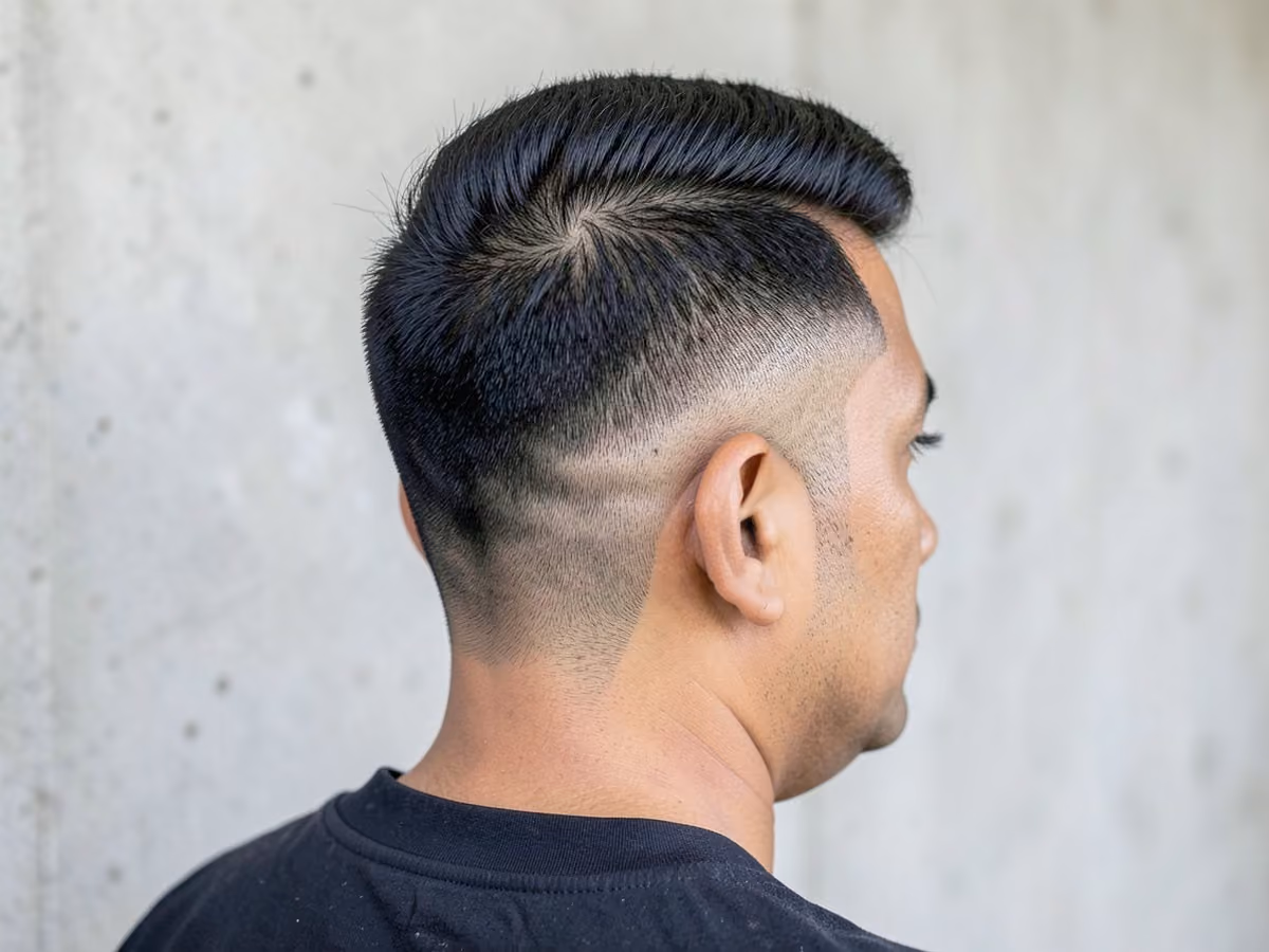 Man with a skin fade faux hawk