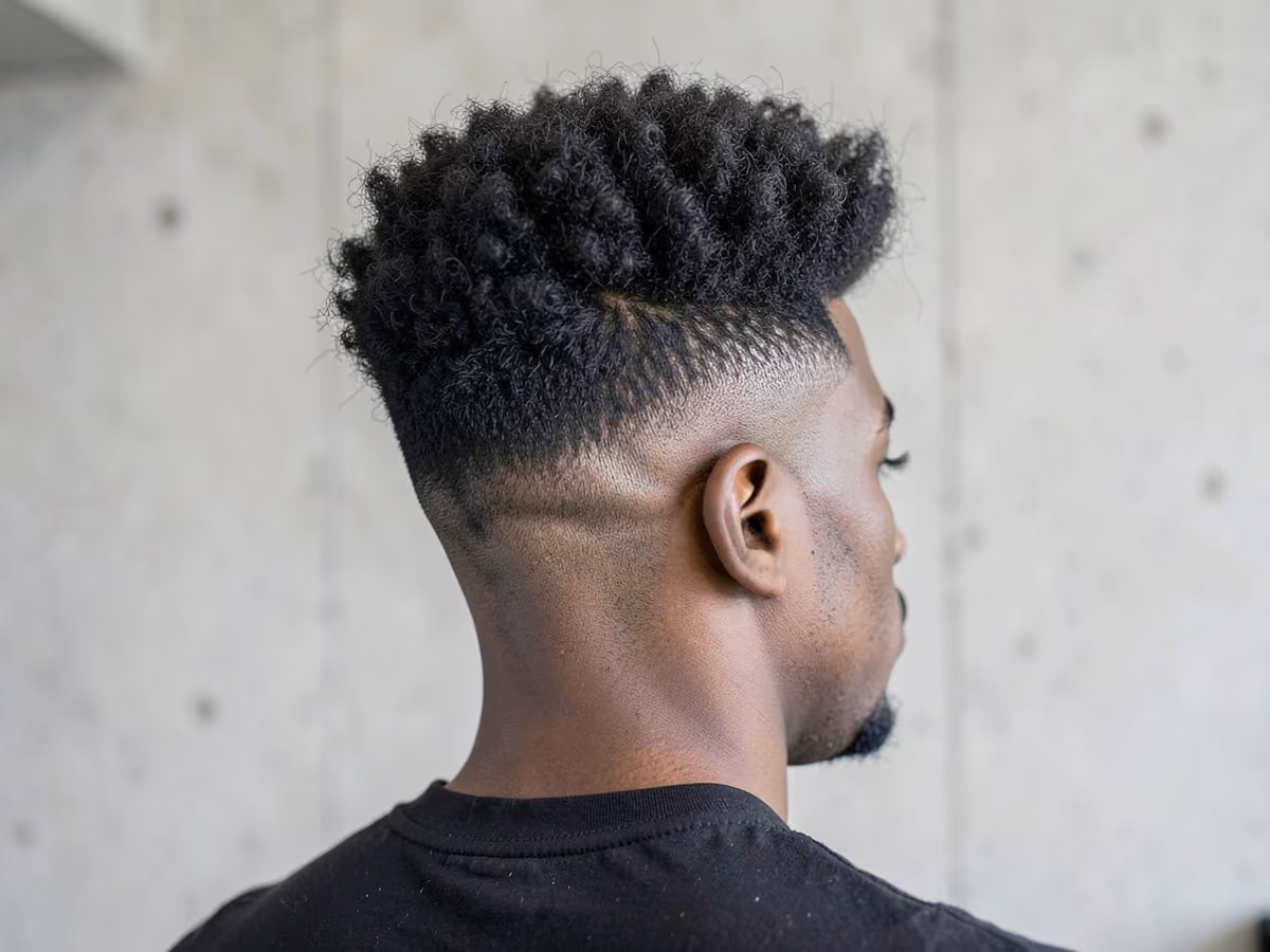 Man with a skin fade high top