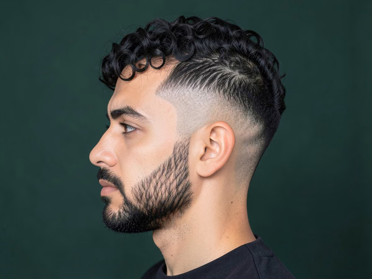 Man with a skin fade perm