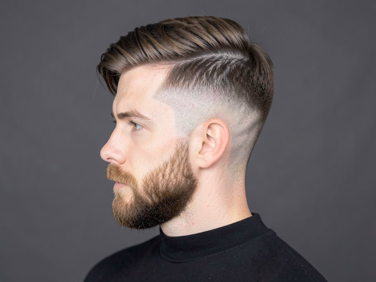 Man with a skin fade side swept