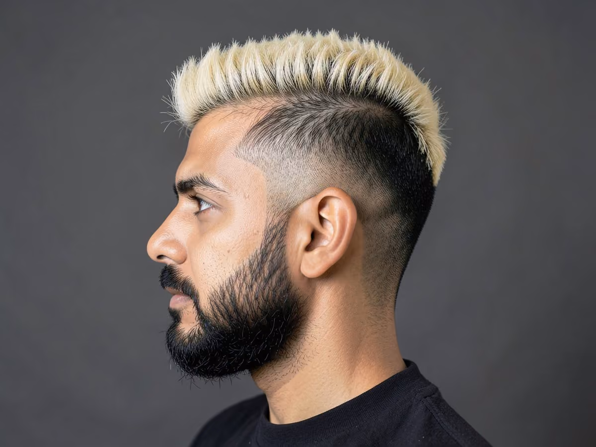 Man with a skin fade with blonde tips