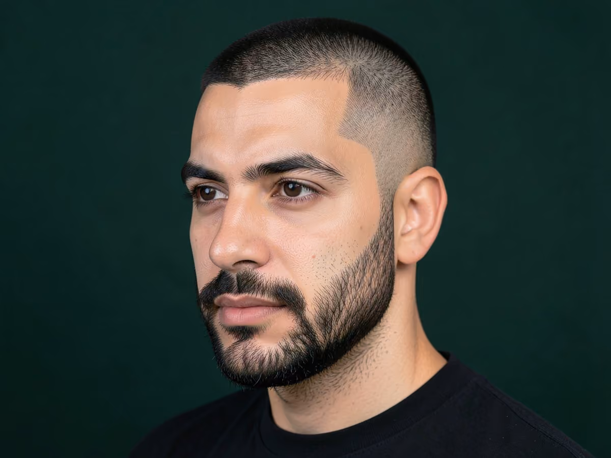 Man with a skin fade with stubble