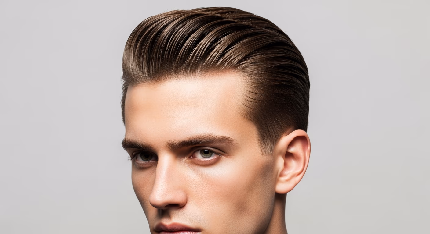 Bearded Slick Back hairstyle for men 2026 — slick back variation, best for wavy latino/mediterranean hair, modern barbering by Master Stylist Jessica Hamilton