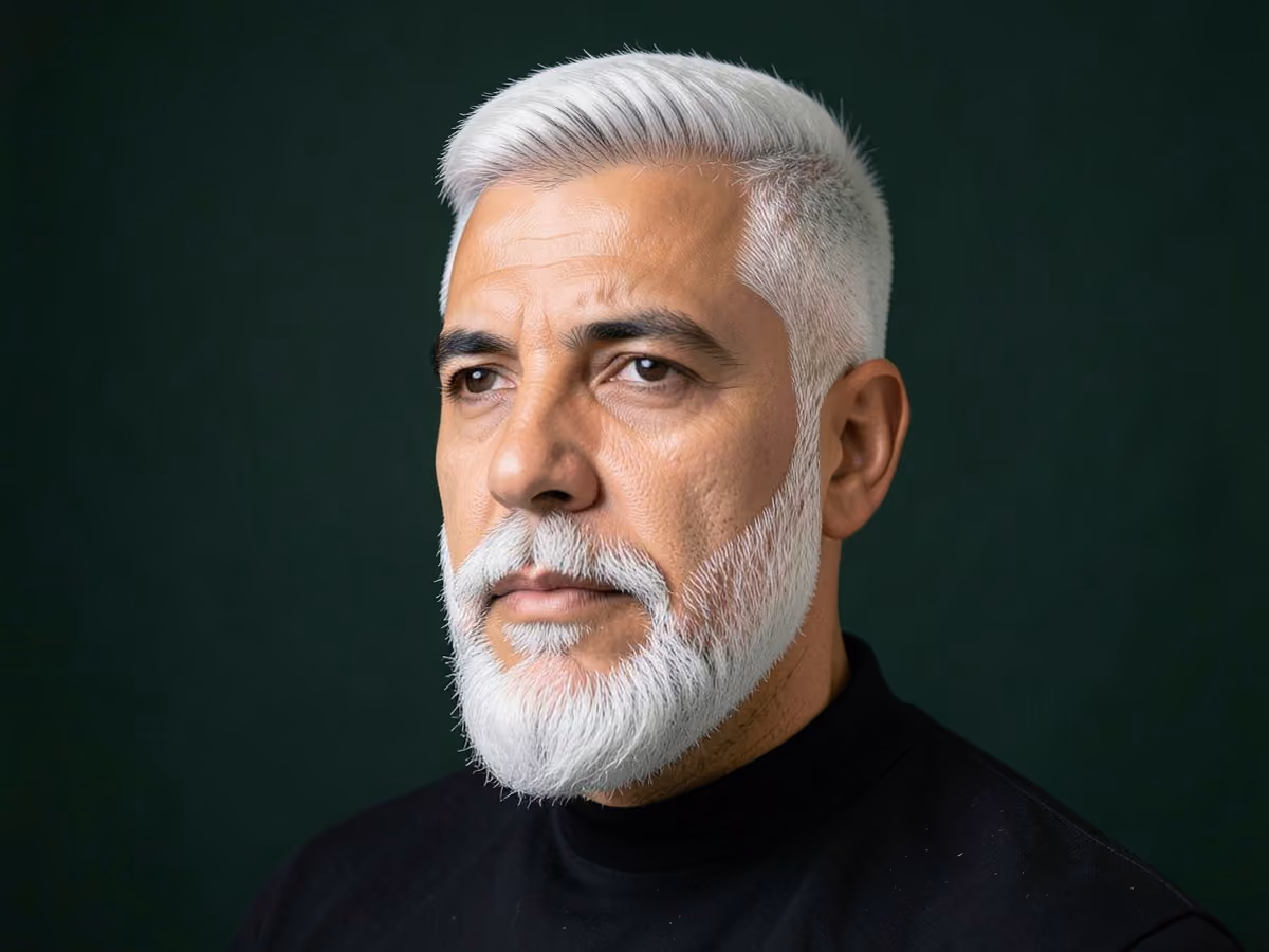 Man with an abel xavier bleached hair and beard