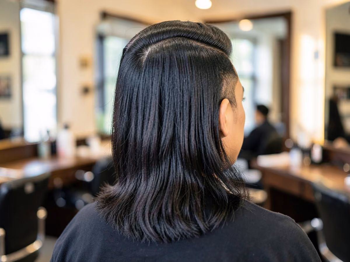 Man with a chris waddle mullet