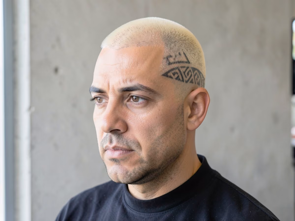 Man with a djibril cisse blond hair design