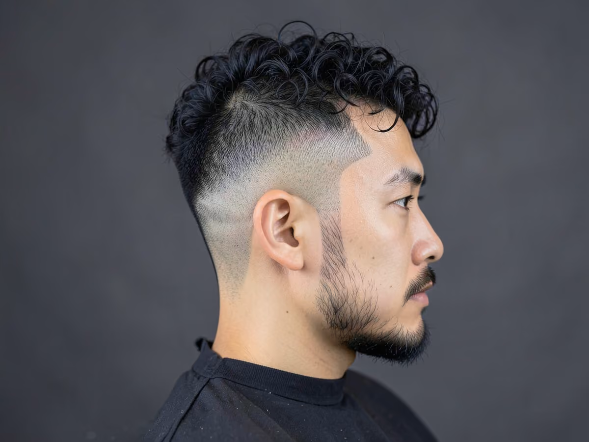 Man with a footballer curly top fade