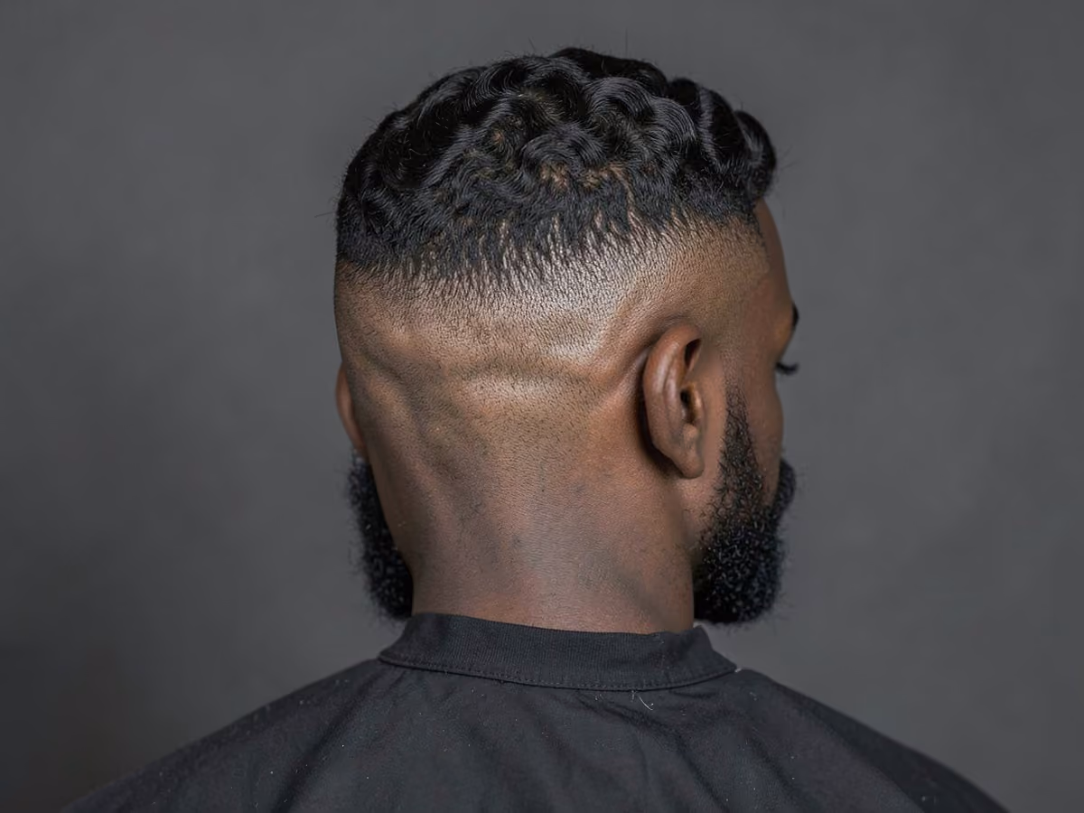 Man with a footballer waves with low taper haircut