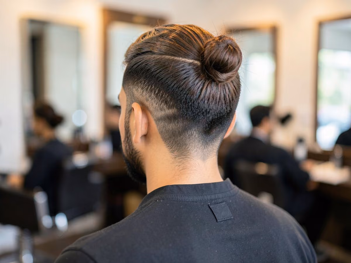 Man with a gareth bale man bun haircut