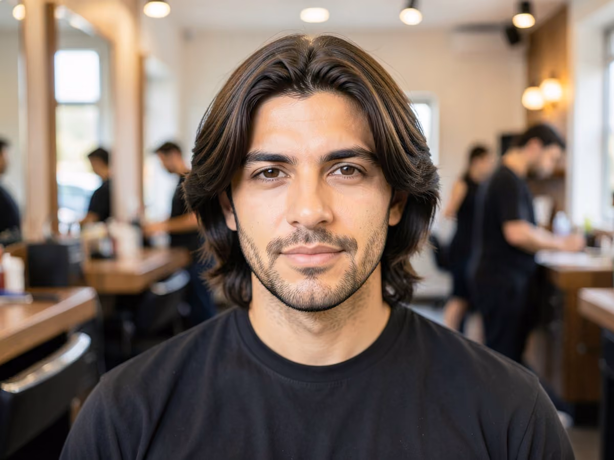 Man with a lionel messi long hair