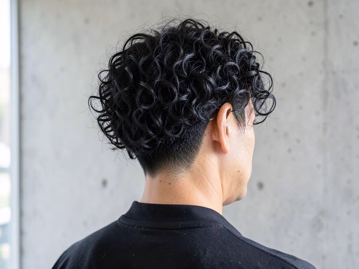 Man with a long curly soccer hair