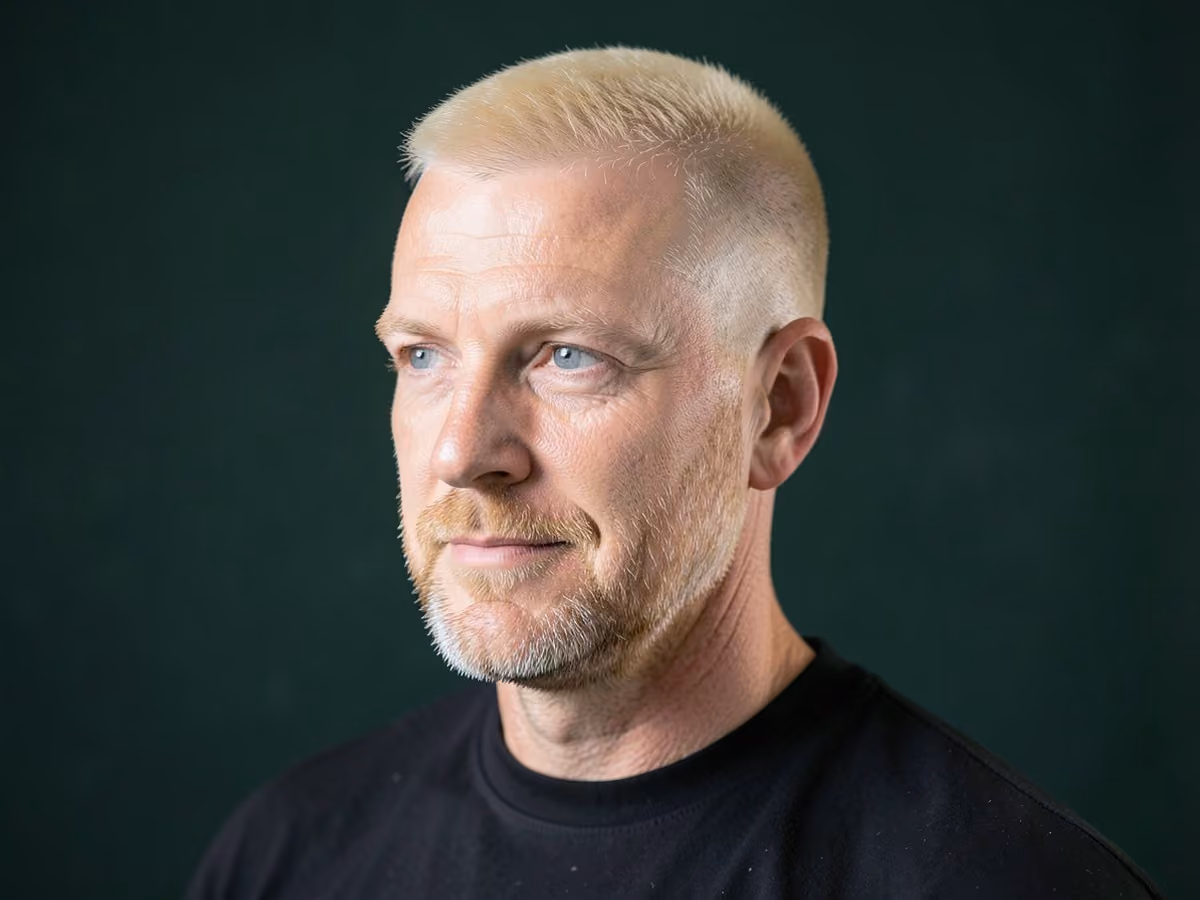 Man with a paul gascoigne bleached crop haircut