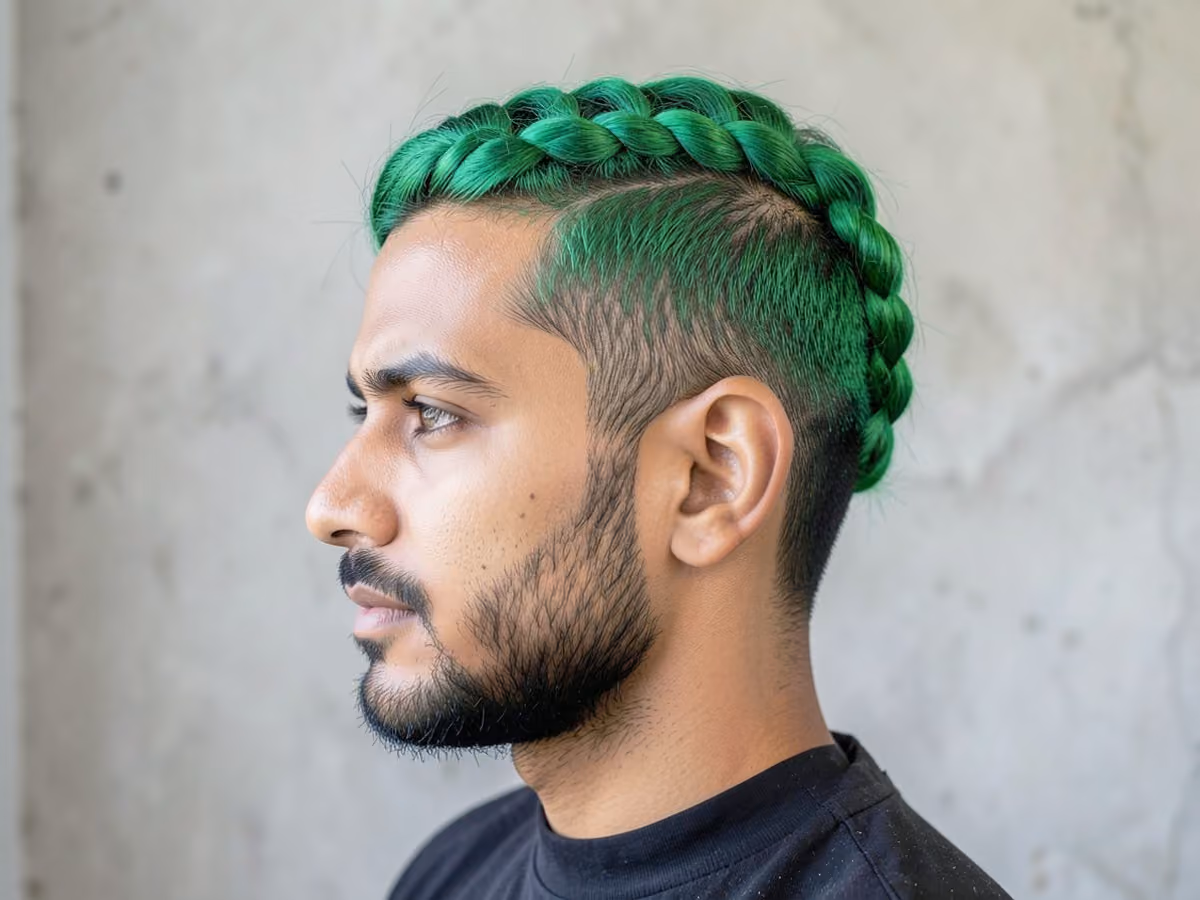 Man with a taribo west colored braids haircut