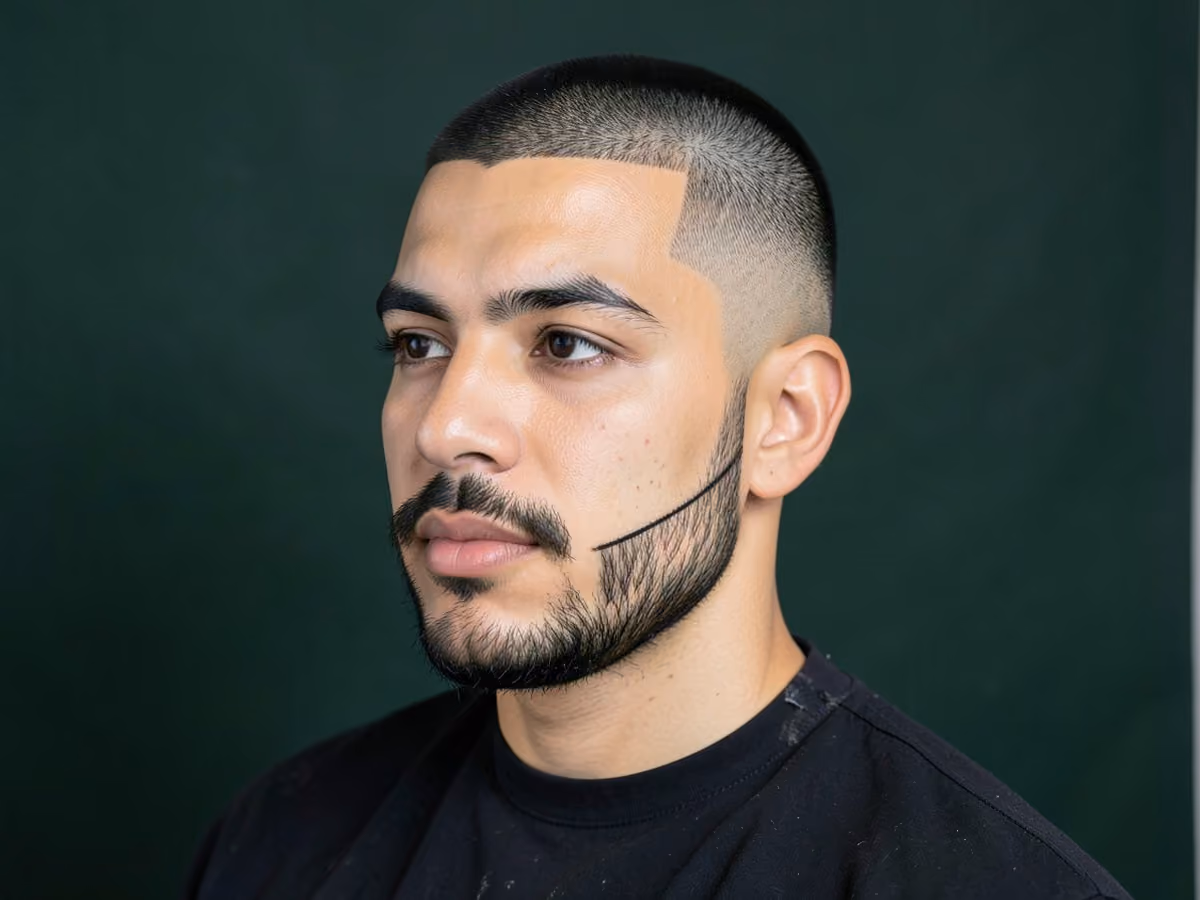 Man with a southside fade with chin strap