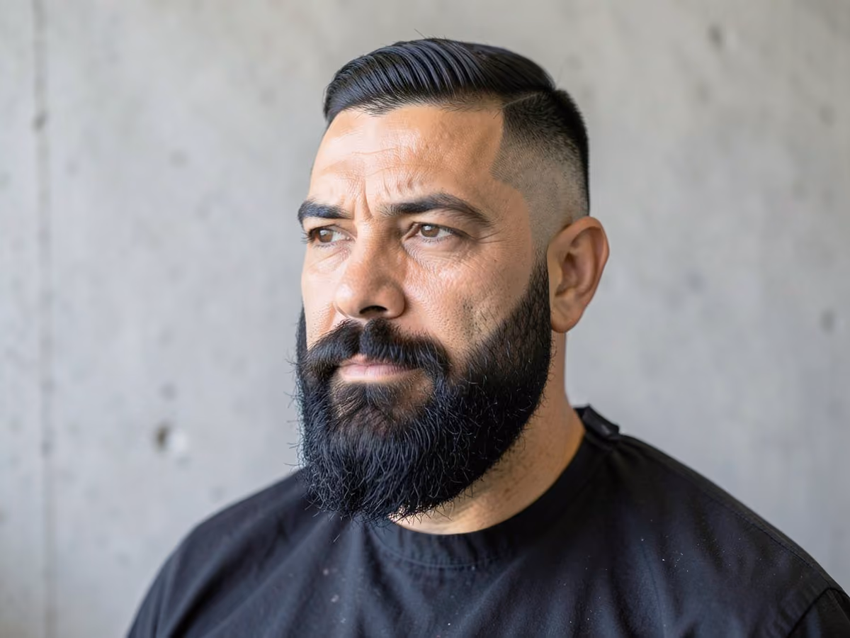 Man with a southside fade with full beard
