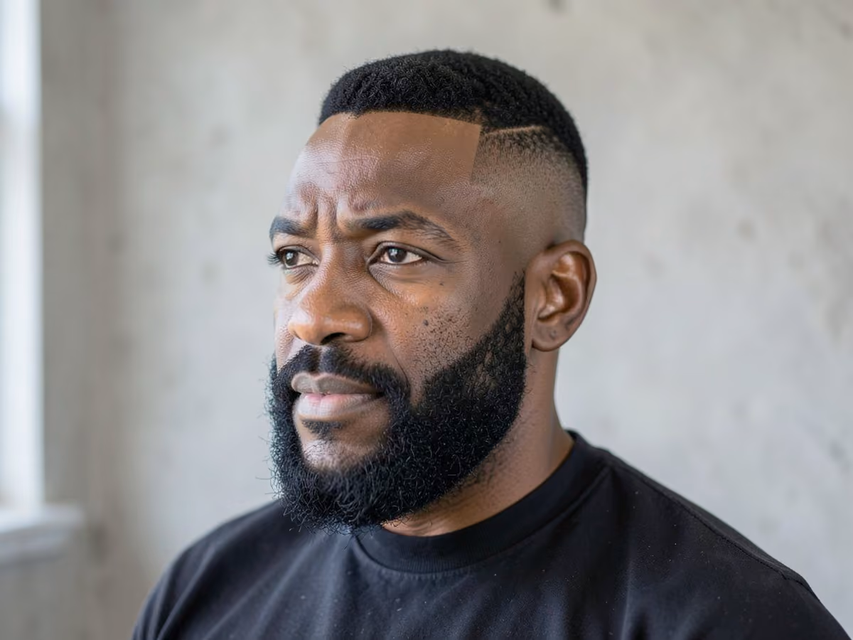 Man with a southside fade with hard part