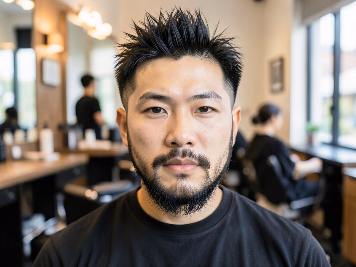 Man with an asian spiky hair