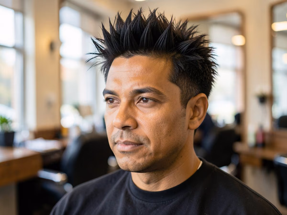 Man with a choppy spiky hair
