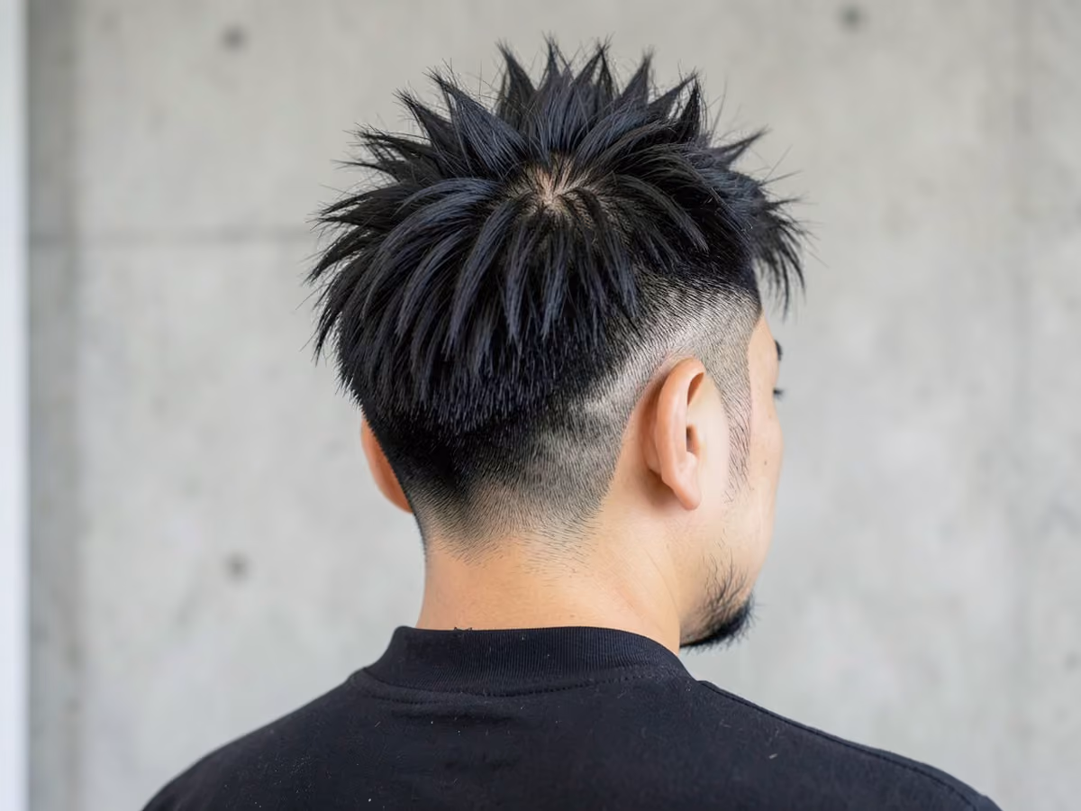 Man with a long spiky hair