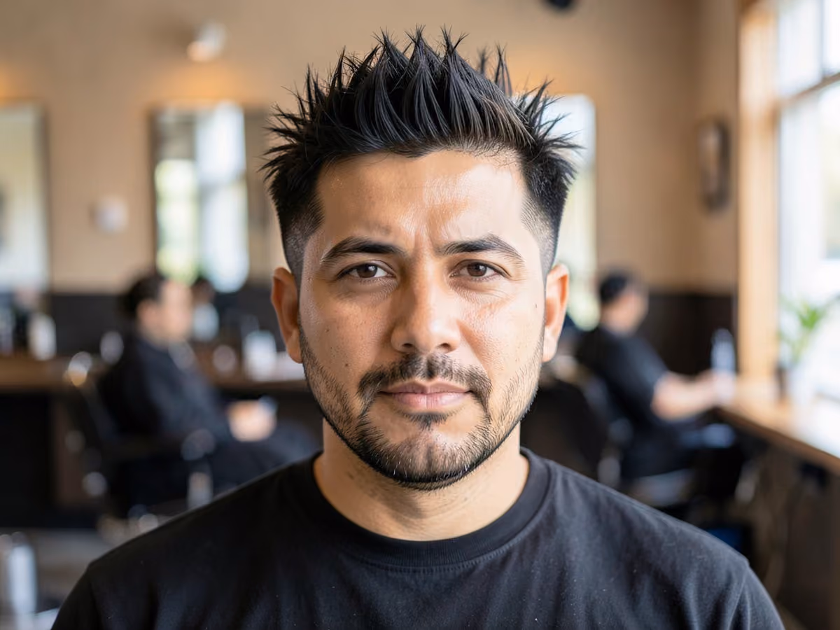 Man with a messy spiky hair