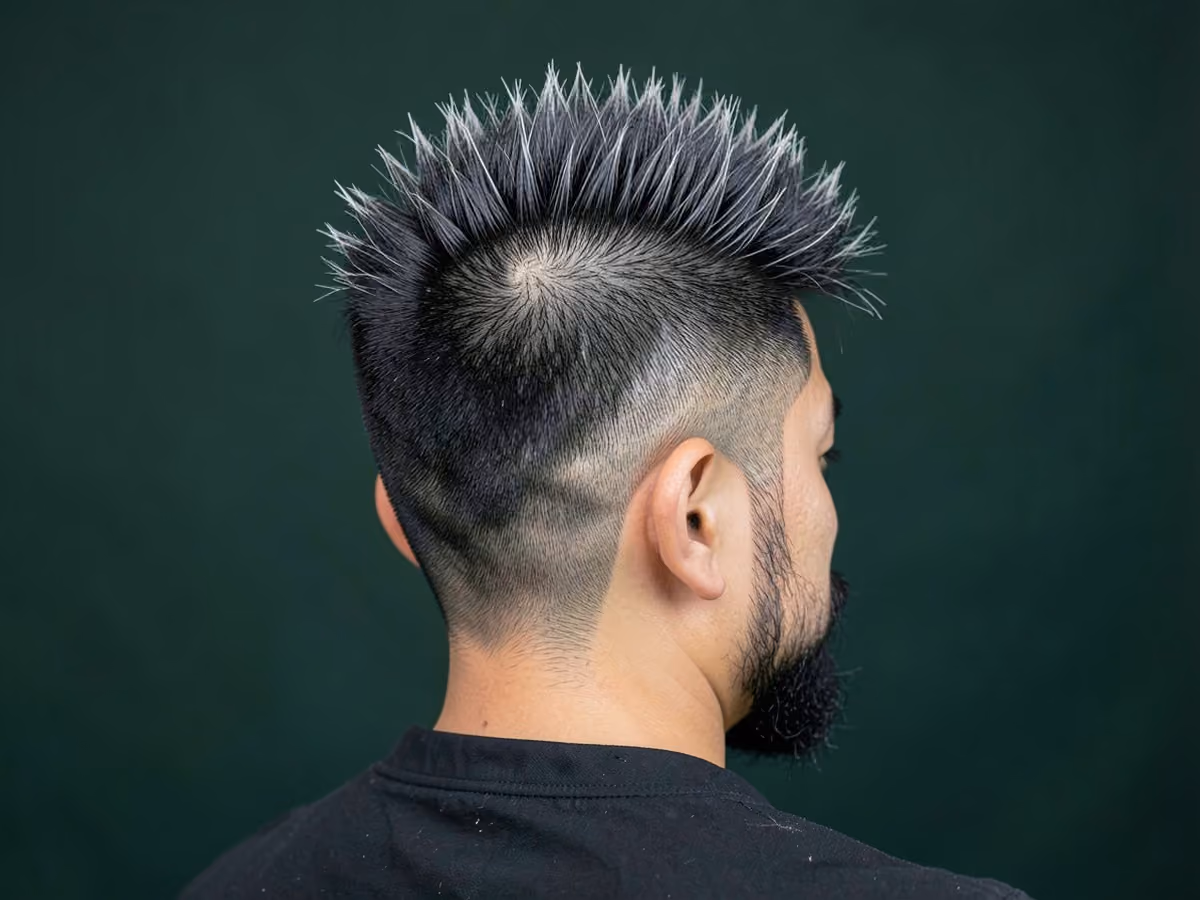 Man with a spiky brush up haircut