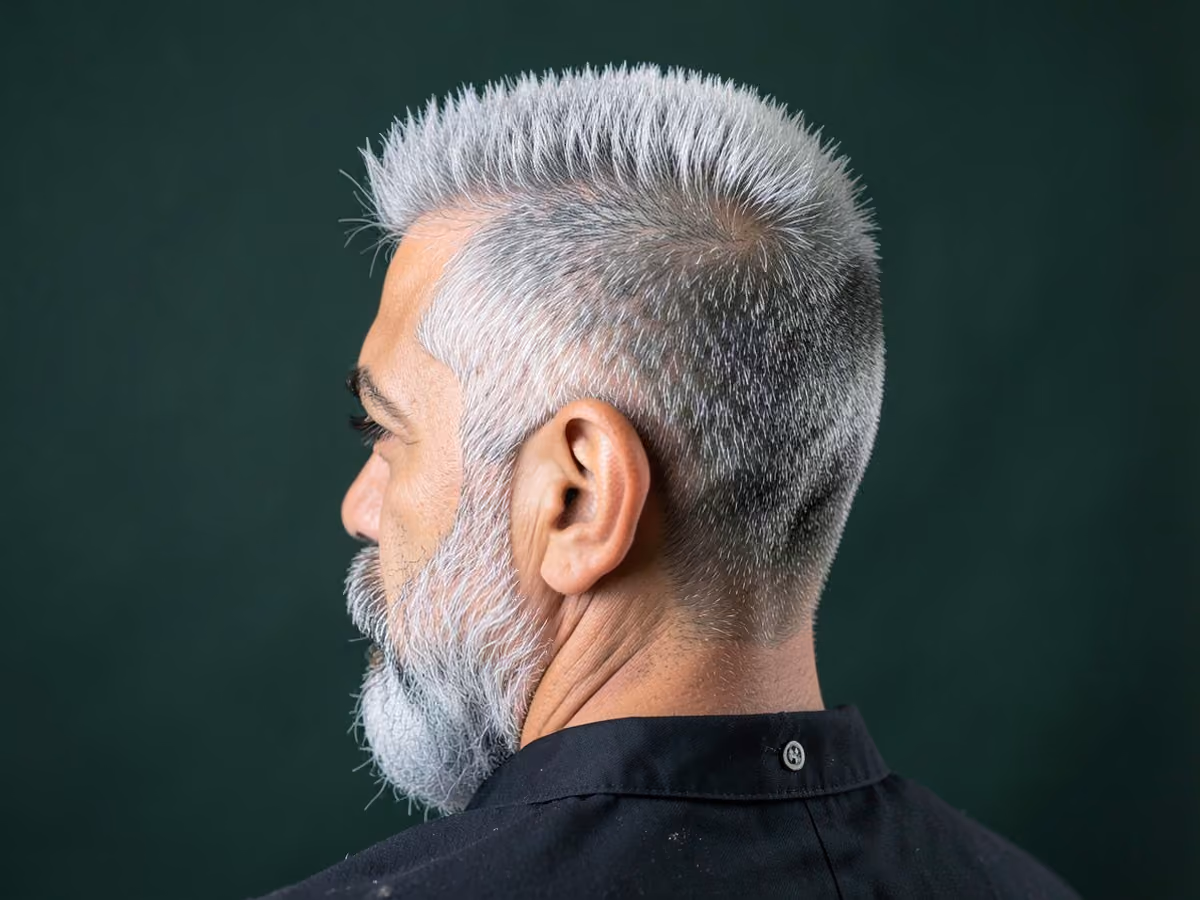 Man with a spiky crew cut