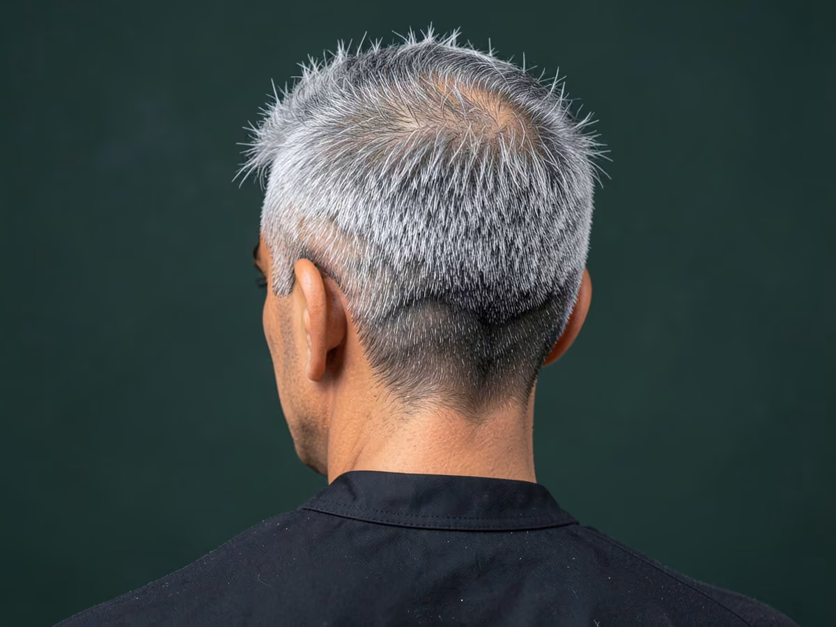 Man with a spiky fringe haircut