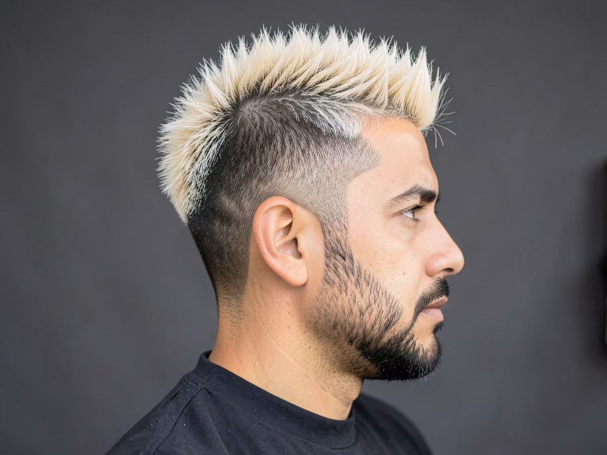 Man with a spiky frosted tips haircut