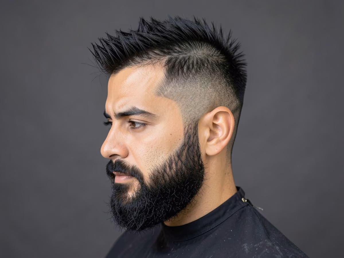 Man with a spiky hair for receding hairline