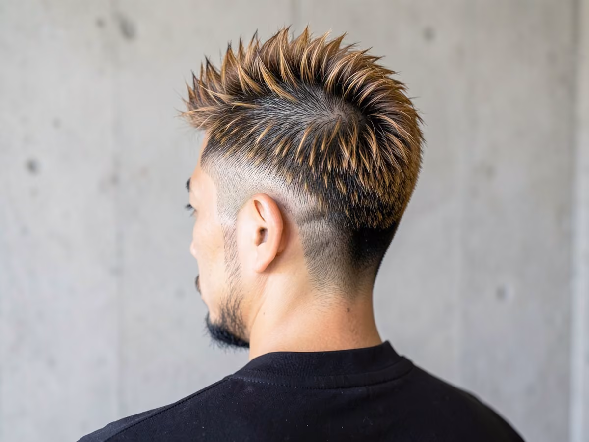 Man with a spiky hair with highlights