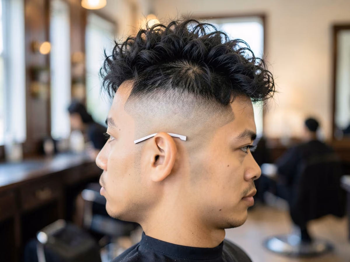 Man with a spiky hair with line up