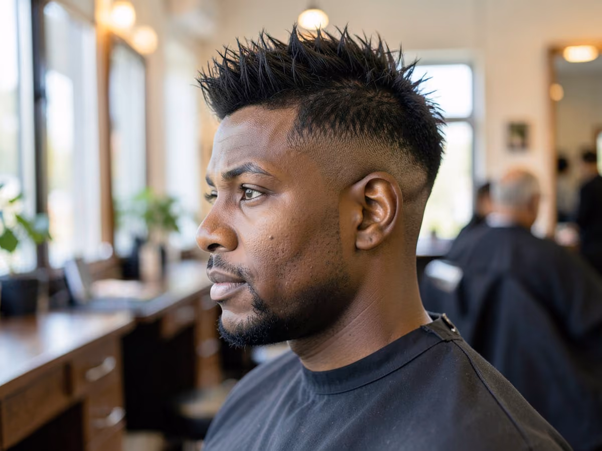 Man with a spiky hair with low taper