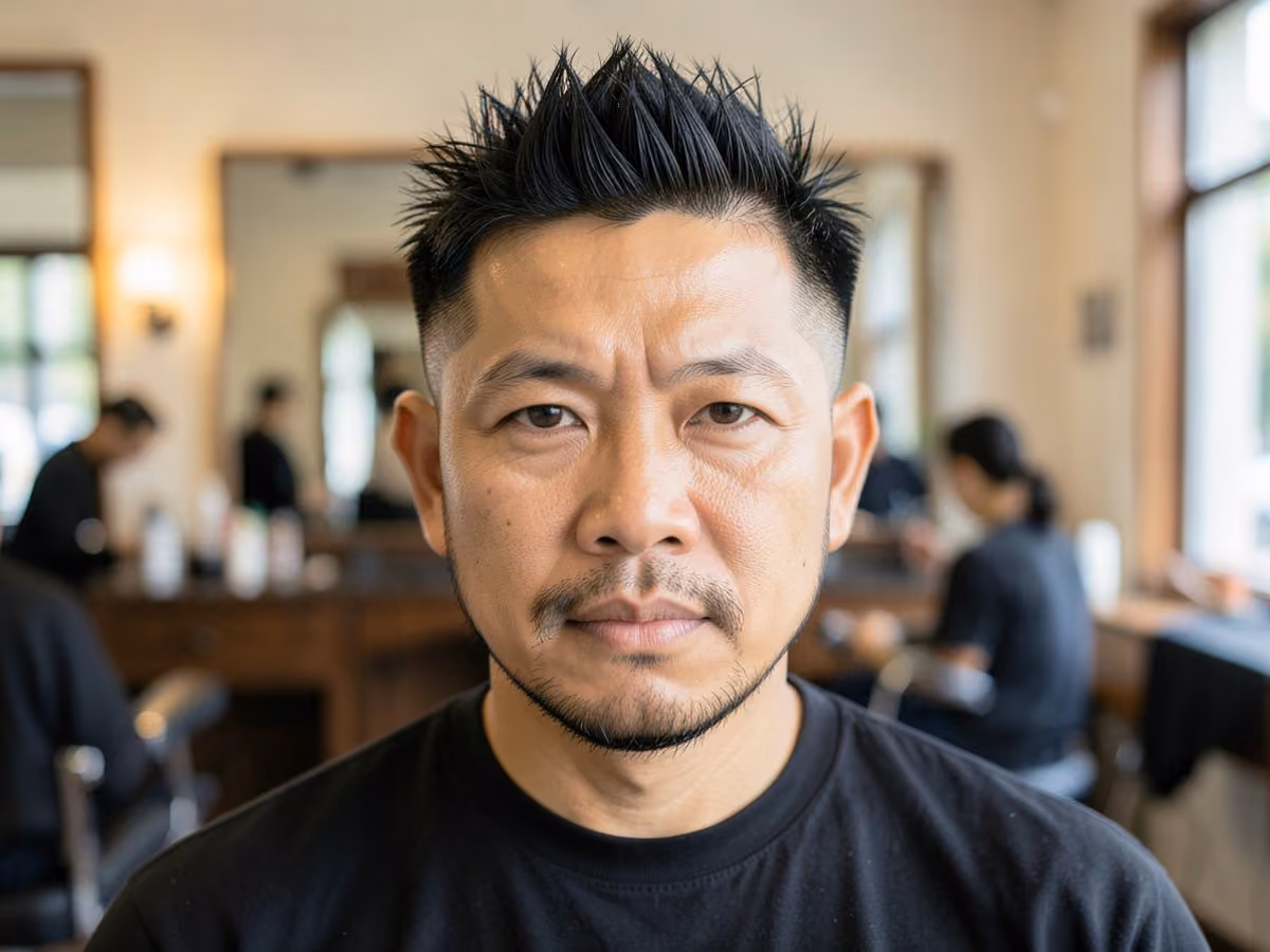 Man with a textured spiky hair