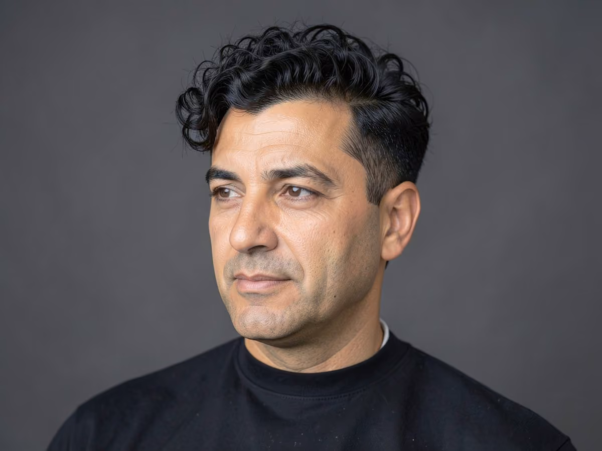 Man with a wavy spiky hair