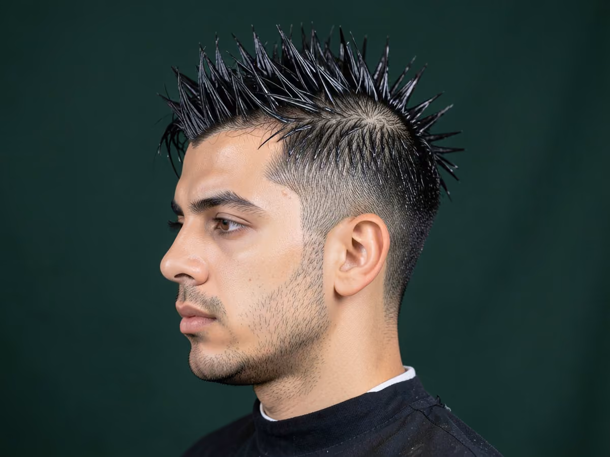 Man with a wet look spiky hair