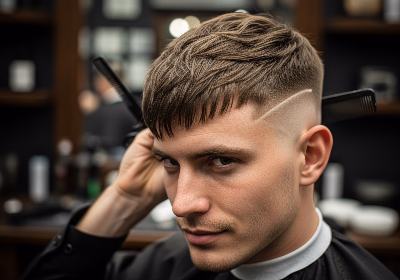 Angular Fringe hairstyle for men 2026 — haircuts for square faces variation, best for square faces + straight hair, modern barbering by Master Stylist Jessica Hamilton