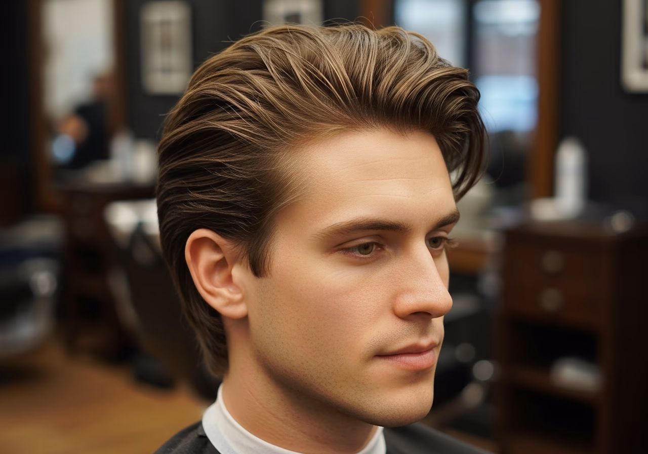 Bro Flow with Volume hairstyle for men 2026 — haircuts for square faces variation, best for square faces + straight or wavy hair, modern barbering by Master Stylist Jessica Hamilton