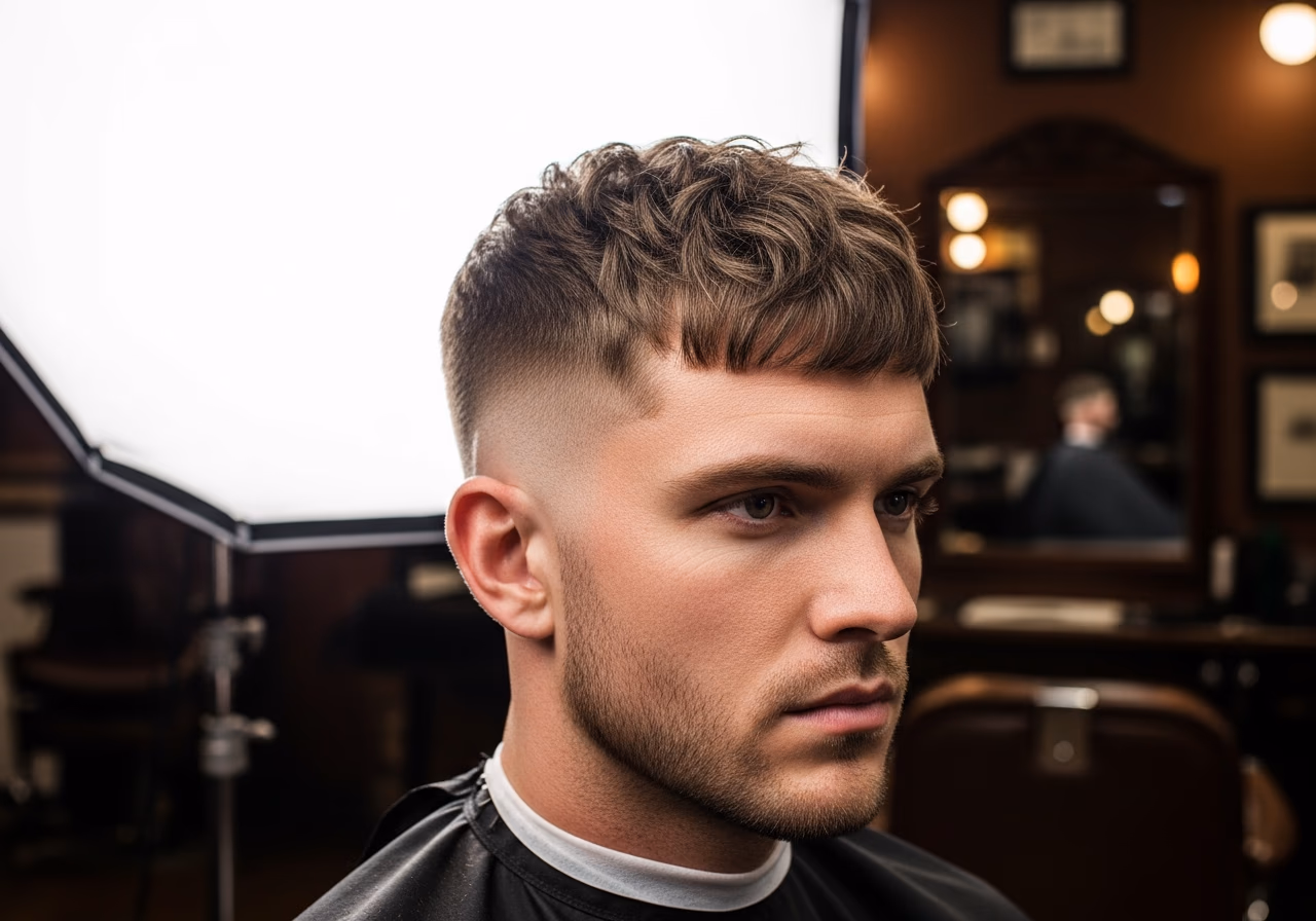 Disconnected Crop hairstyle for men 2026 — haircuts for square faces variation, best for square faces + thick hair, modern barbering by Master Stylist Jessica Hamilton