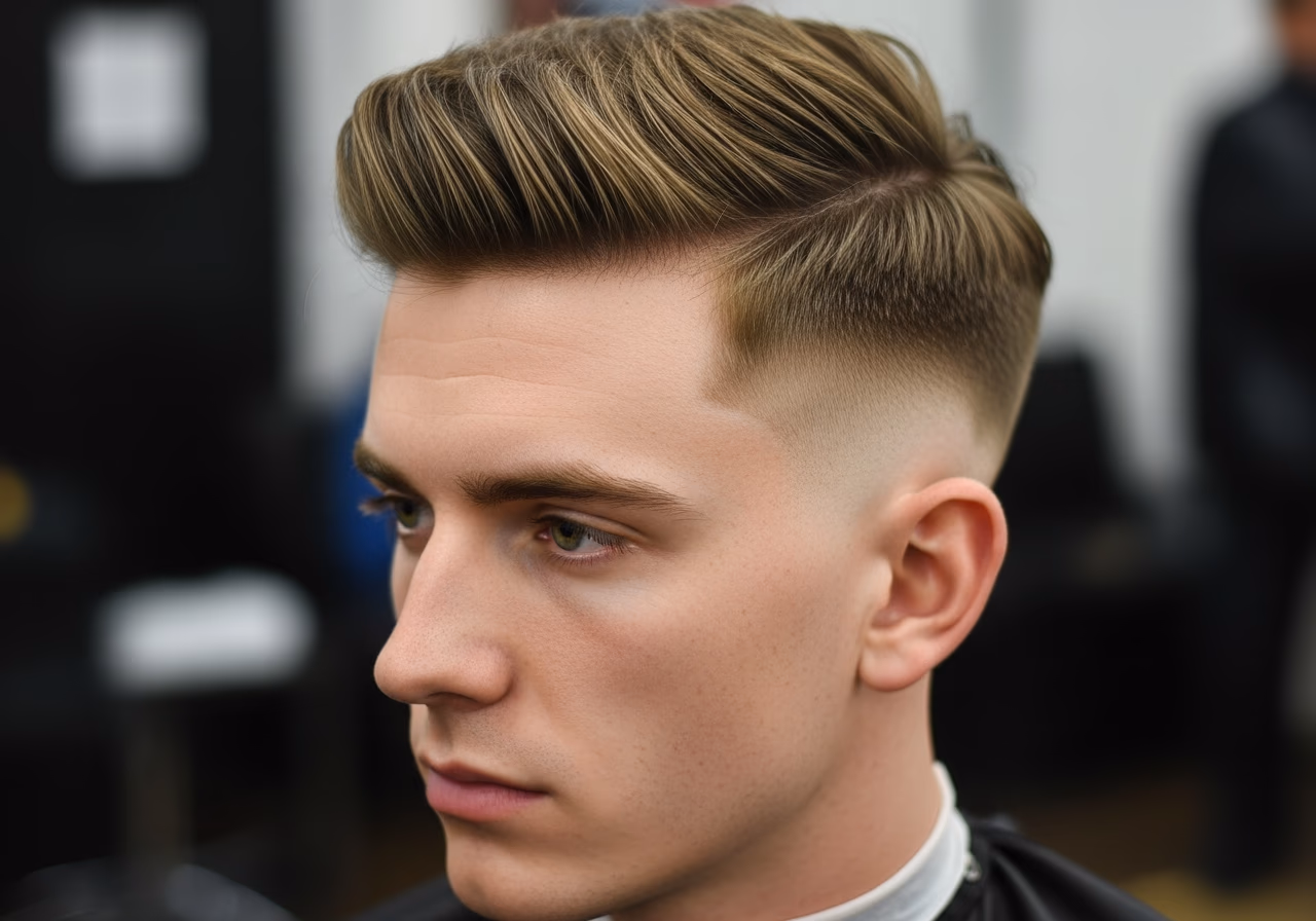 Hybrid Undercut-Fade hairstyle for men 2026 — haircuts for square faces variation, best for square faces + thick hair, modern barbering by Master Stylist Jessica Hamilton