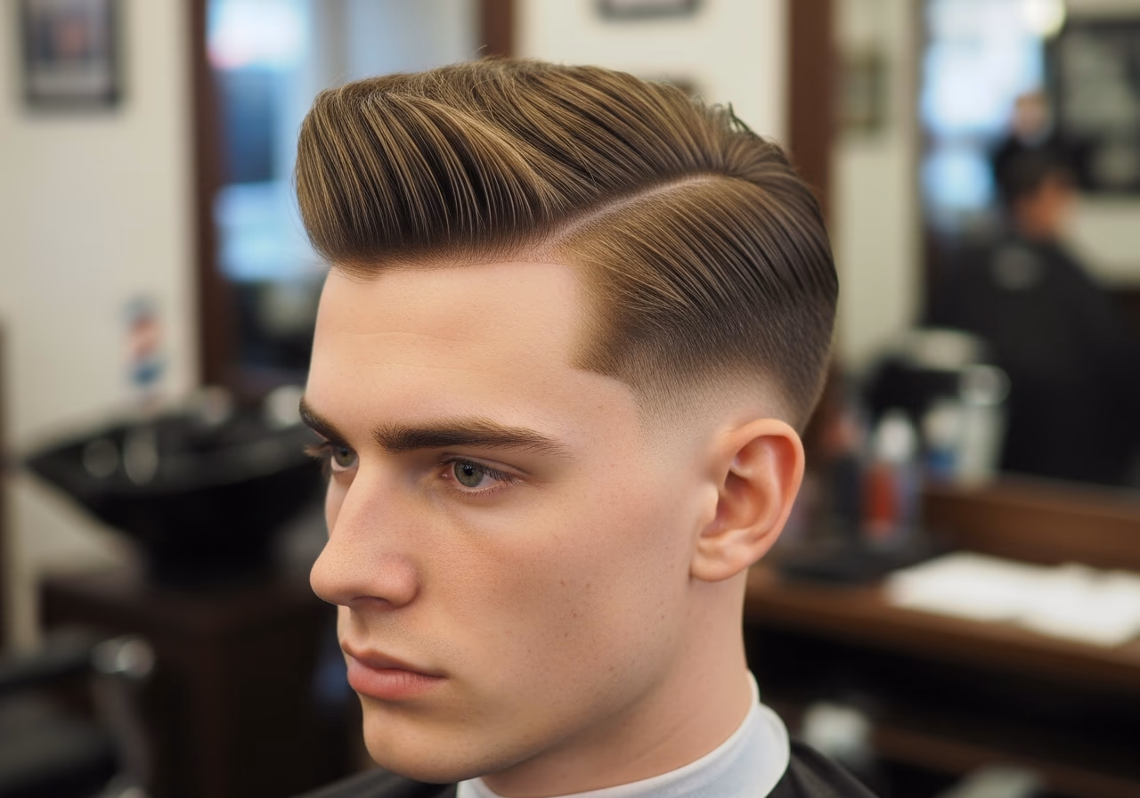Medium Side Part with Lift hairstyle for men 2026 — haircuts for square faces variation, best for square faces + straight hair, modern barbering by Master Stylist Jessica Hamilton
