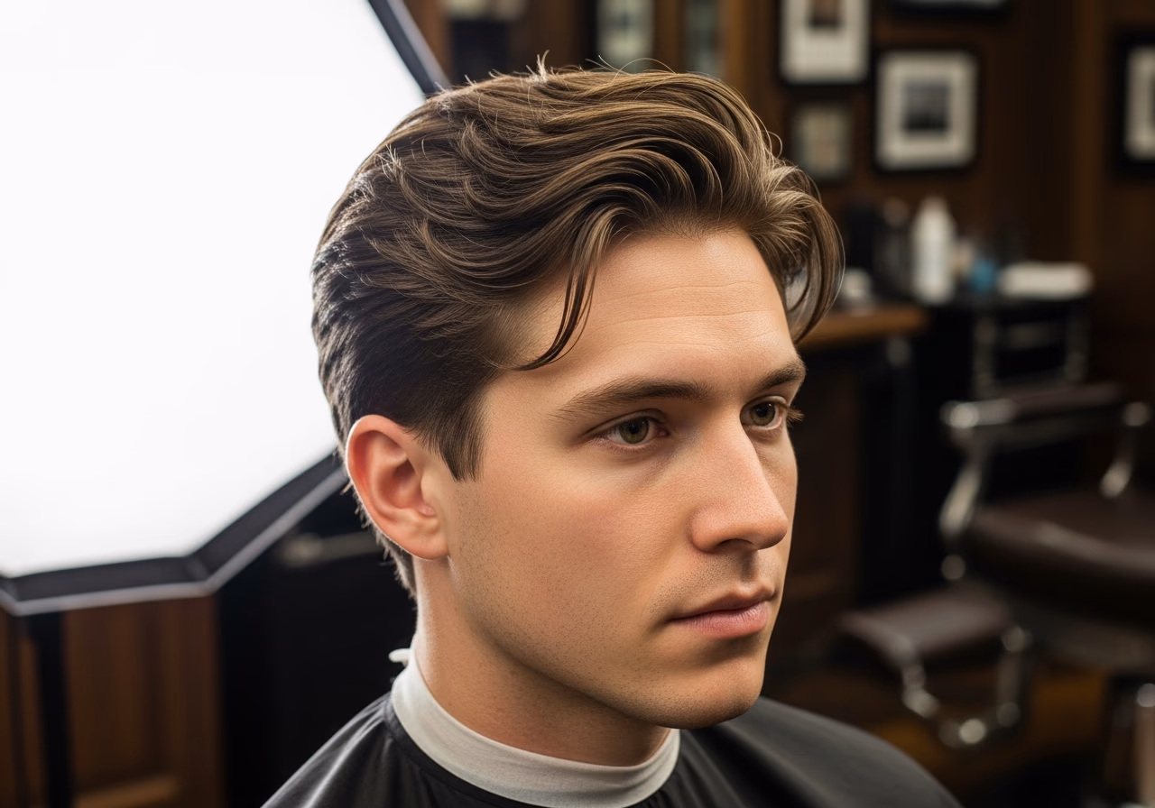 Permed Waves hairstyle for men 2026 — haircuts for square faces variation, best for square faces + straight hair wanting texture, modern barbering by Master Stylist Jessica Hamilton