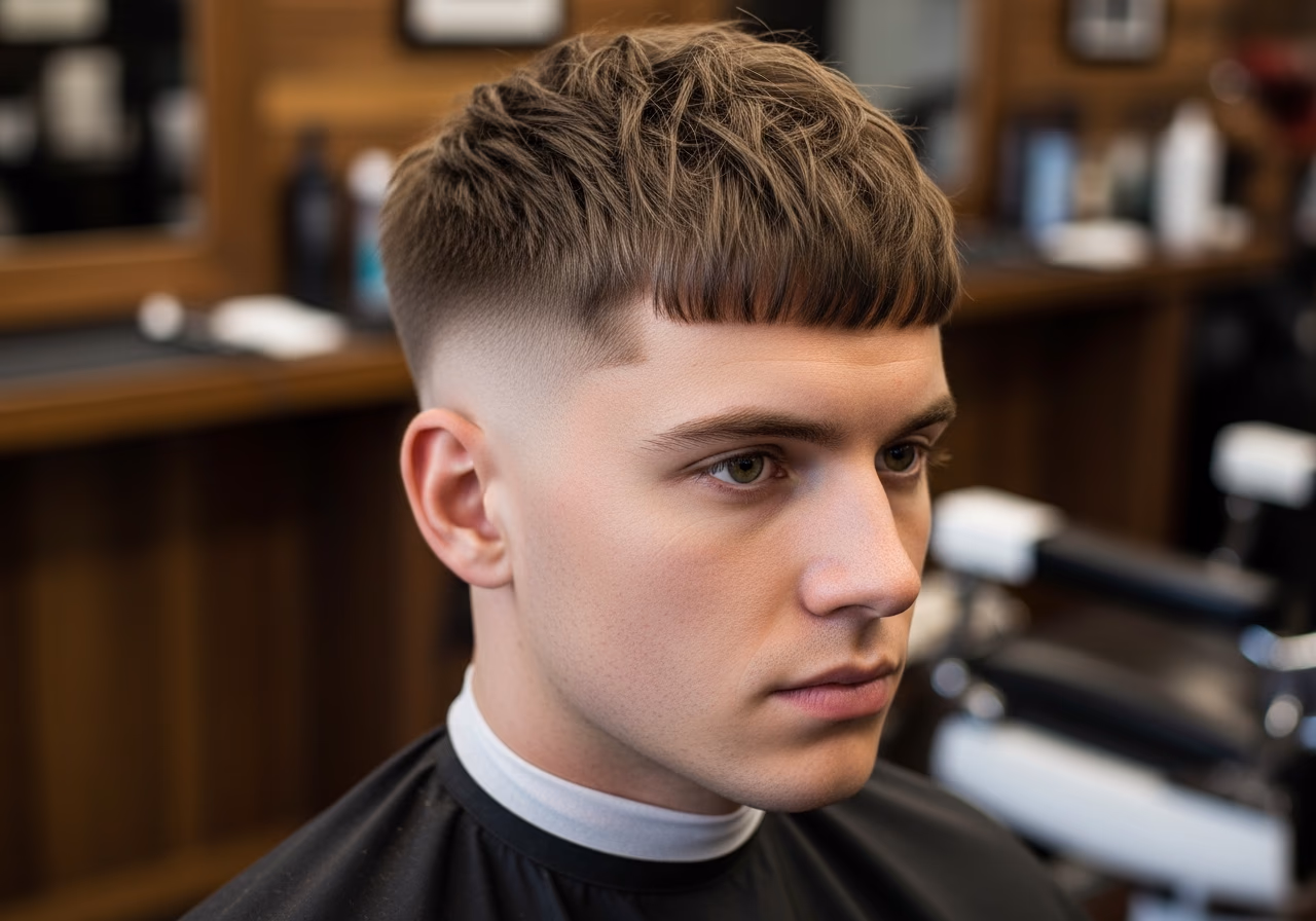 Textured Crop with Fade hairstyle for men 2026 — haircuts for square faces variation, best for square faces + wavy hair, modern barbering by Master Stylist Jessica Hamilton