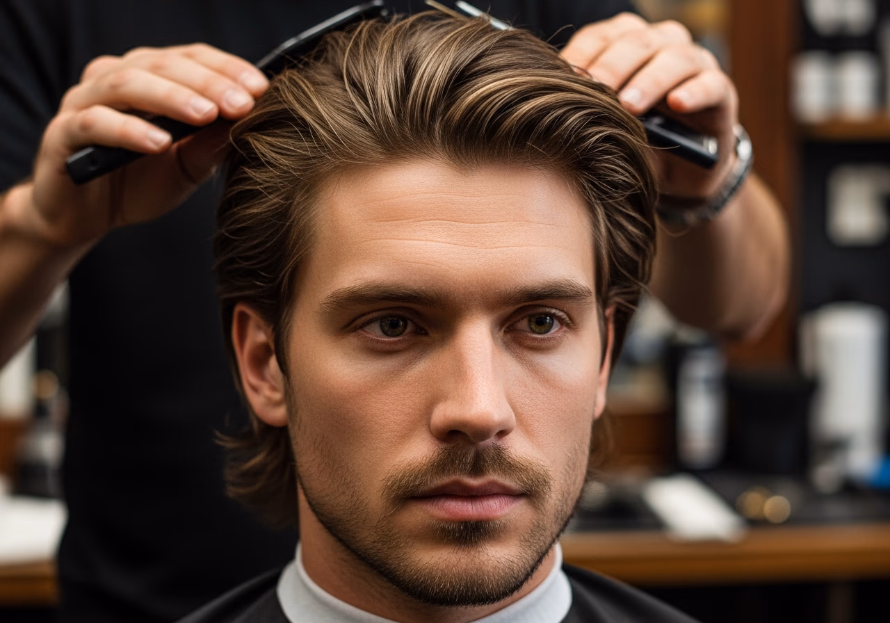 Versatile Layered Cut hairstyle for men 2026 — haircuts for square faces variation, best for square faces + all hair types, modern barbering by Master Stylist Jessica Hamilton