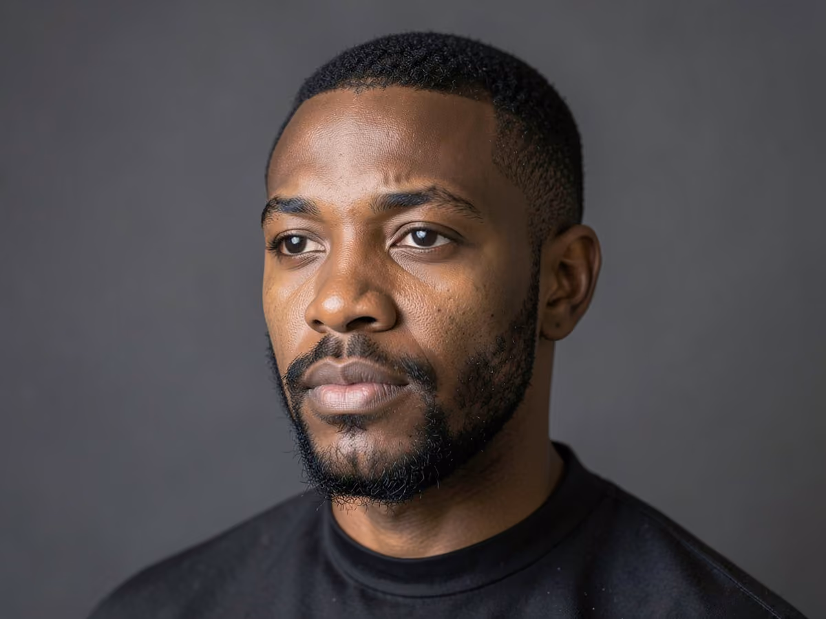 Man with a faded stubble beard