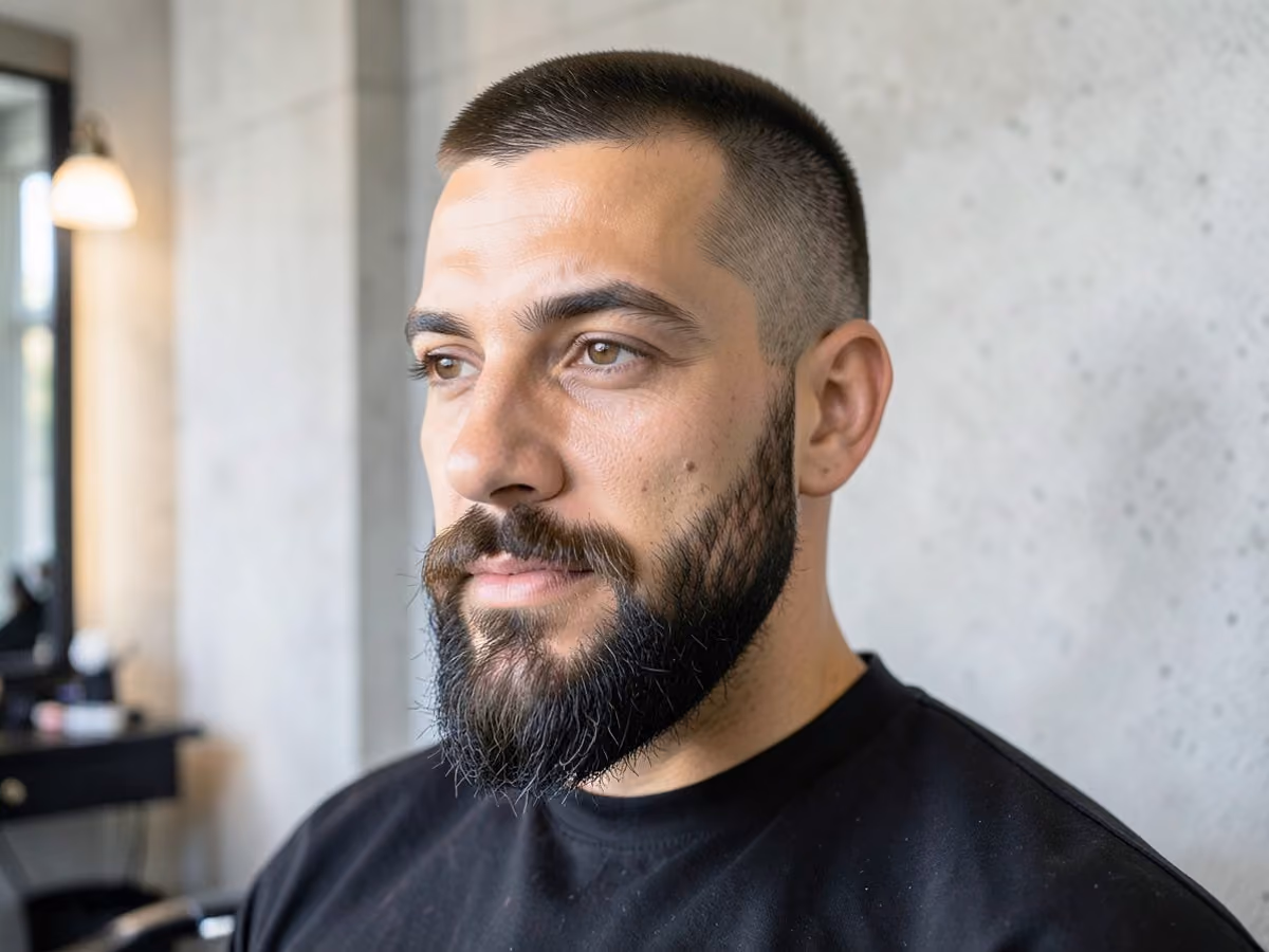Man with a long stubble beard haircut