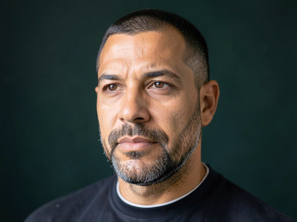 Man with a medium stubble beard haircut