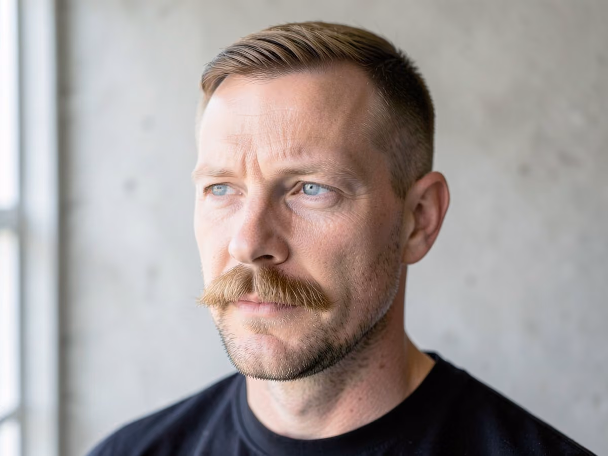 Man with a stubble beardstache haircut